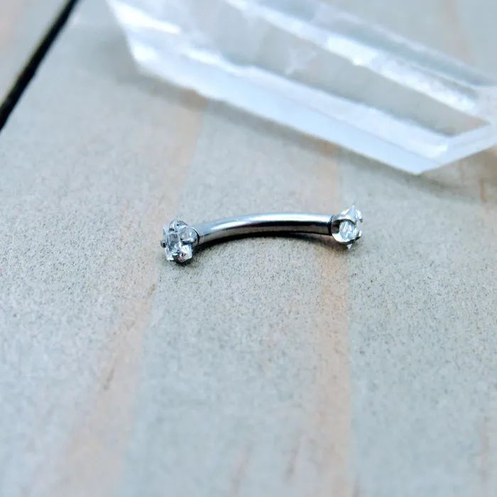 Siren Body Jewelry Earrings 16g 2mm CZ gemstone curved barbell eyebrow rook vertical labret earring bar internally threaded curve