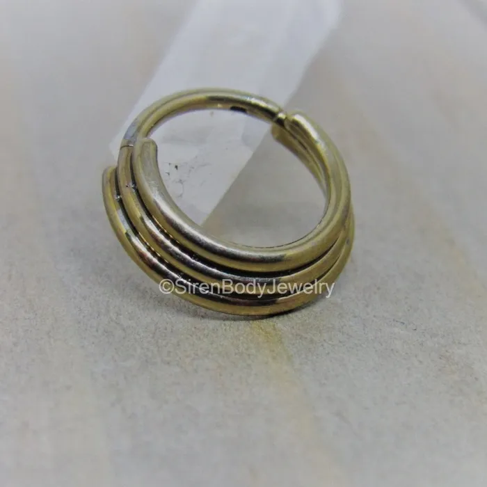 SirenBodyJewelry Rings Stacked hinged segment ring 16g body piercing jewelry hoop 38 easy click shut design titanium anodized