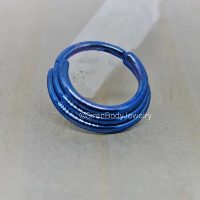 SirenBodyJewelry Rings Stacked hinged segment ring 16g body piercing jewelry hoop 38 easy click shut design titanium anodized