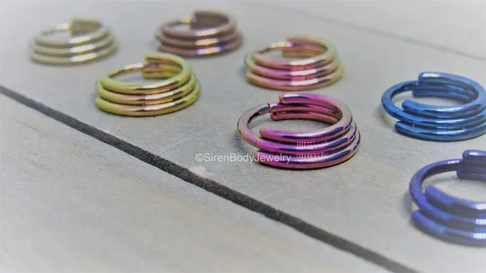 SirenBodyJewelry Rings Stacked hinged segment ring 16g body piercing jewelry hoop 38 easy click shut design titanium anodized