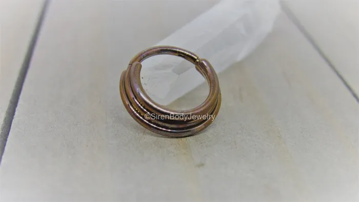 SirenBodyJewelry Rings Stacked hinged segment ring 16g body piercing jewelry hoop 38 easy click shut design titanium anodized