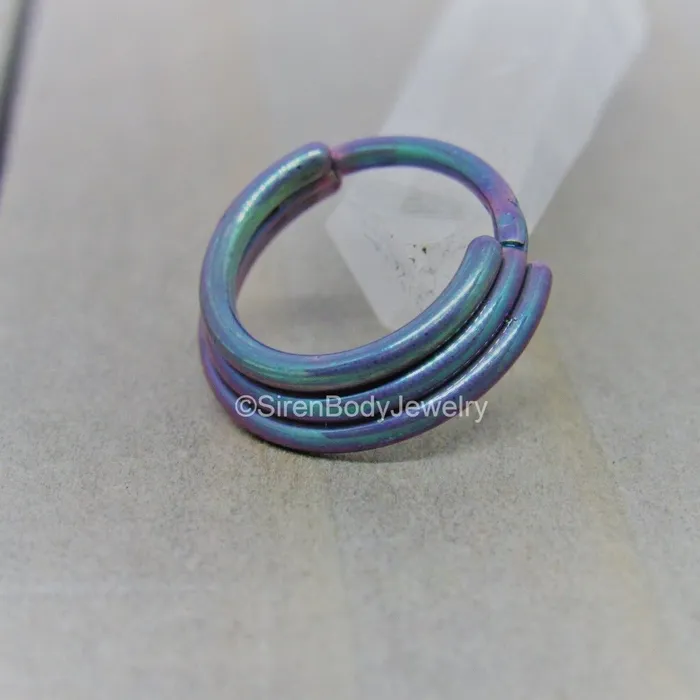 SirenBodyJewelry Rings Stacked hinged segment ring 16g body piercing jewelry hoop 38 easy click shut design titanium anodized
