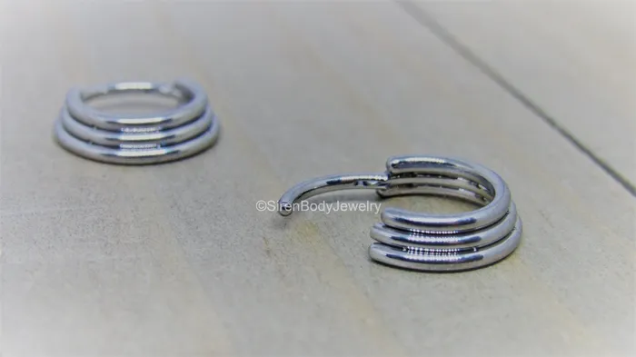 SirenBodyJewelry Rings Stacked hinged segment ring 16g body piercing jewelry hoop 38 easy click shut design titanium anodized