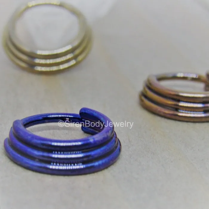 SirenBodyJewelry Rings Stacked hinged segment ring 16g body piercing jewelry hoop 38 easy click shut design titanium anodized