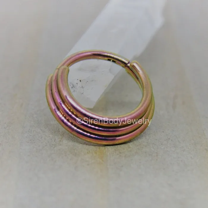 SirenBodyJewelry Rings Stacked hinged segment ring 16g body piercing jewelry hoop 38 easy click shut design titanium anodized