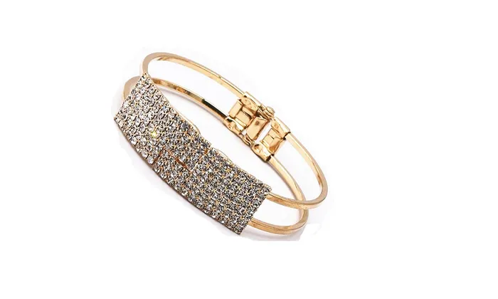 sparklingselections Charm Necklaces Gold Color Charm Wide Cuff Open Bracelets Bangles