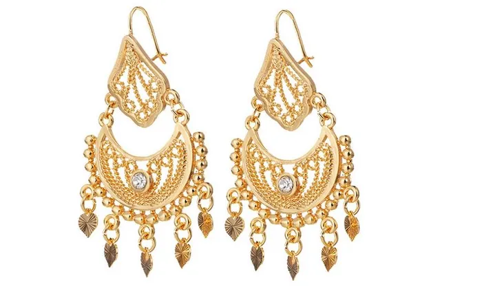 sparklingselections Earrings Gold Color Rhinestone Tassels Drop Earrings