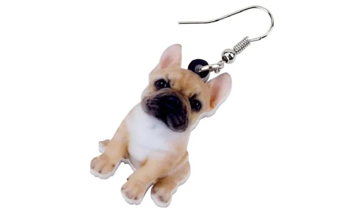 sparklingselections Earrings New Acrylic Sweet Sitting French Bulldog Dog Earrings sparklingselections Earrings New Acrylic Sweet Sitting French Bulldog Dog Earrings
