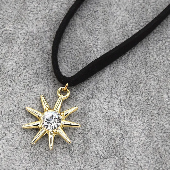 sparklingselections Necklaces Velvet Leather Maxi Statement Rhinestone Thorn Pendant Necklace for Women sparklingselections Necklaces Velvet Leather Maxi Statement Rhinestone Thorn Pendant Necklace for Women