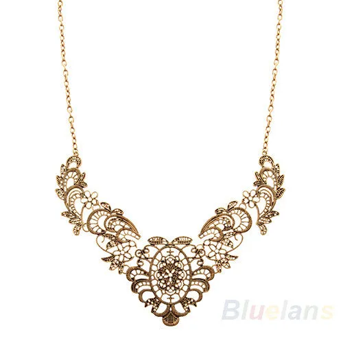 sparklingselections Necklaces Vintage Luxurious Collar Chain Bronze Lace Choker Necklace for Women sparklingselections Necklaces Vintage Luxurious Collar Chain Bronze Lace Choker Necklace for Women