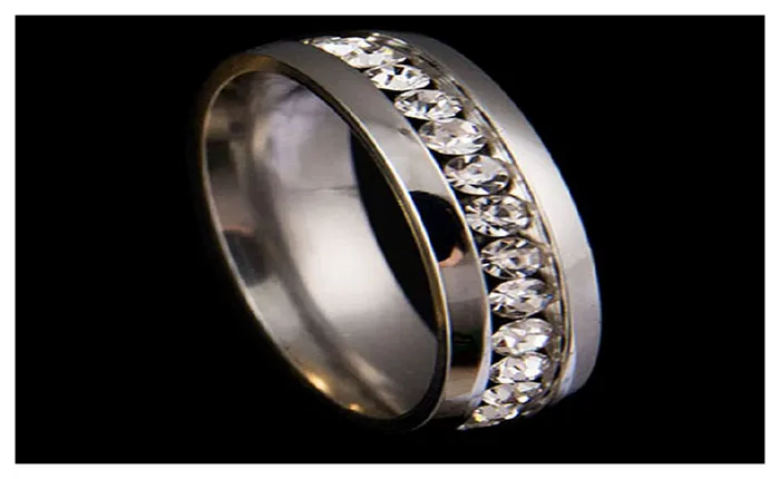 sparklingselections Rings Lovers Rhinestone Titanium Steel Engagement Ring