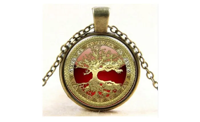 sparklingselections Vintage Tree of Life Cabochon Bronze Glass Chain Pendant Necklace Necklaces sparklingselections Vintage Tree of Life Cabochon Bronze Glass Chain Pendant Necklace Necklaces