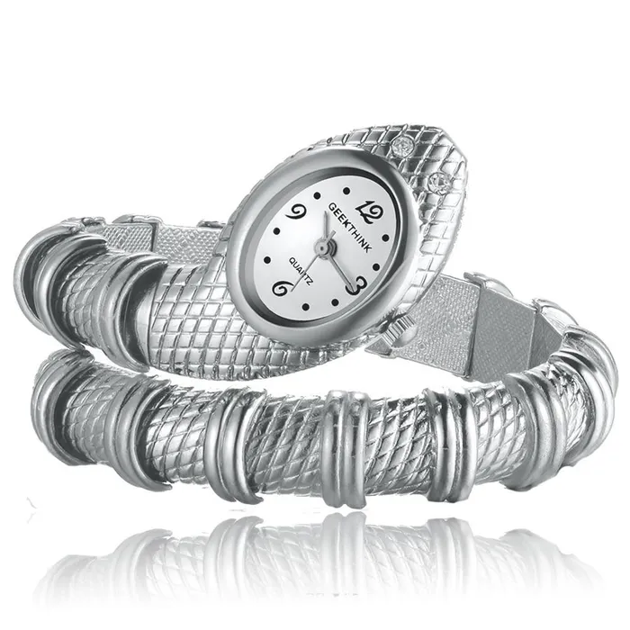 sparklingselections Watches Diamond Ornaments Snake Unique Fashion Quartz Watch Womens Casual Luxury High Quality Bracelet Watch