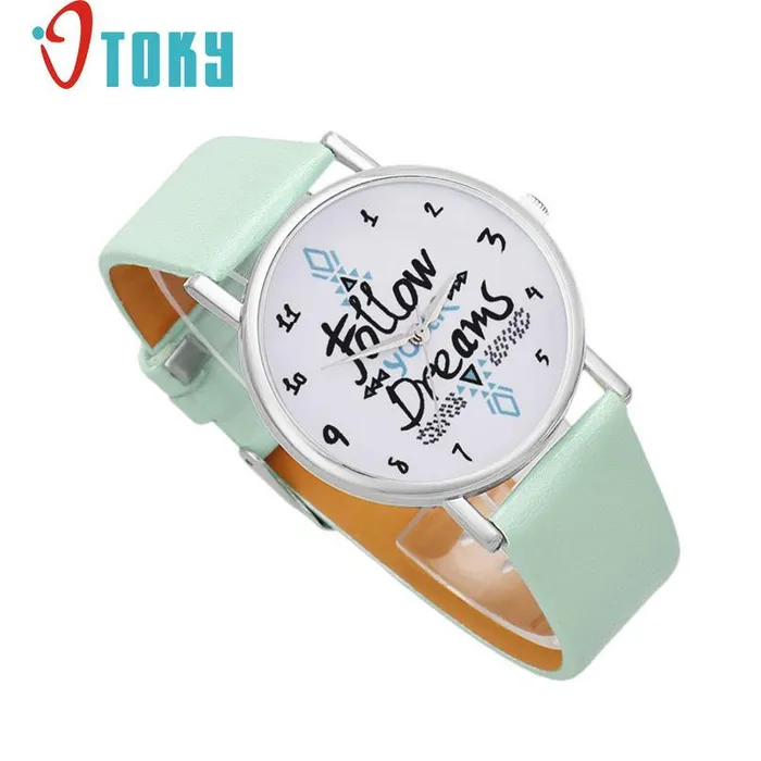 Watches sparklingselections Follow your Dreams Words Pattern Leather Watch