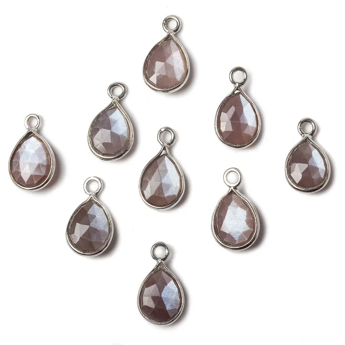 10x7mm Sterling Silver Bezel Chocolate Moonstone faceted pear Petite Pendant 1 piece Beadsofcambaycom Necklaces