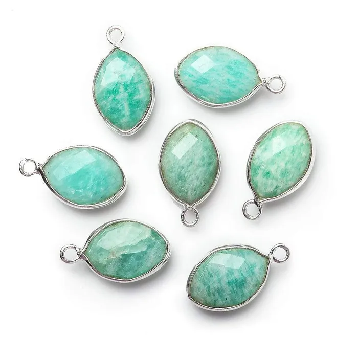 13x9mm Silver Bezel Amazonite Marquise Pendant 1 piece Beadsofcambaycom Necklaces
