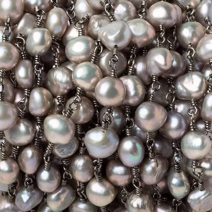 8x7mm Rose Silver Baroque Pearl Black Gold plated Chain by the foot 26 pieces Beadsofcambaycom Necklaces 8x7mm Rose Silver Baroque Pearl Black Gold plated Chain by the foot 26 pieces Beadsofcambaycom Necklaces