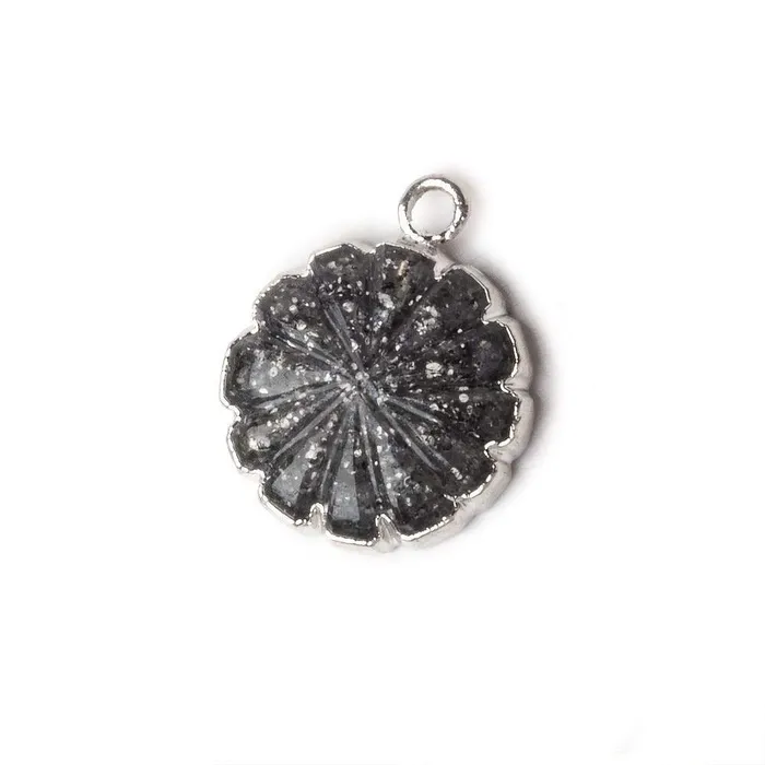 Beadsofcambaycom Necklaces 16mm Silver Leafed Celestial Quartz carved floral coin Pendant 1 focal bead