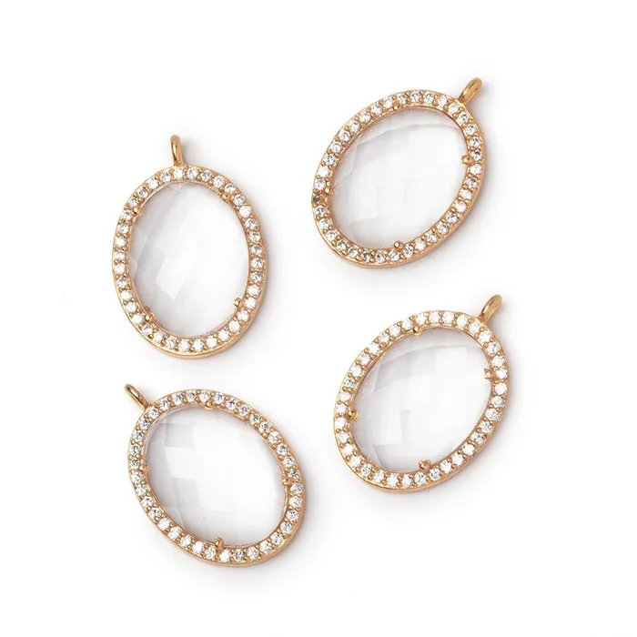 Beadsofcambaycom Necklaces 19x15mm Rose Gold CZ Bezel Crystal Quartz Oval Pendant 1 Focal Beadsofcambaycom Necklaces 19x15mm Rose Gold CZ Bezel Crystal Quartz Oval Pendant 1 Focal
