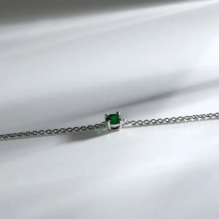 Bracelets Womens silver bracelet with rhodium plating and green zirconia Morellato Treasures Morellato