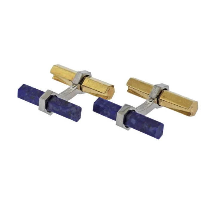 Cartier PreStyled Sets Cartier Lapis Lazuli Gold Bar Cufflinks