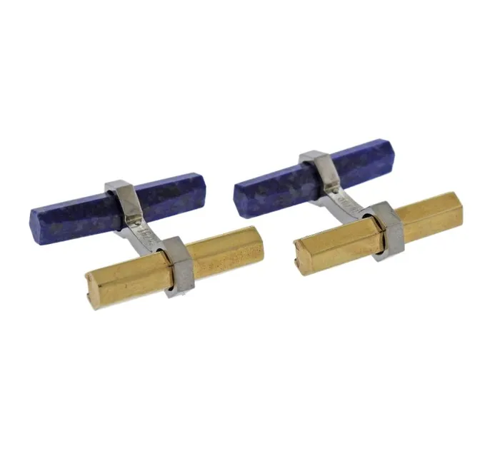 Cartier PreStyled Sets Cartier Lapis Lazuli Gold Bar Cufflinks