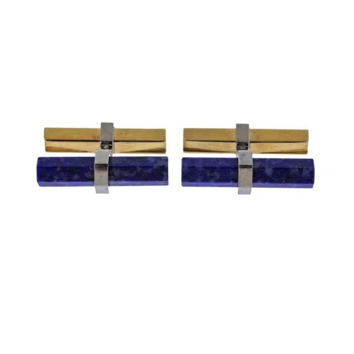 Cartier PreStyled Sets Cartier Lapis Lazuli Gold Bar Cufflinks