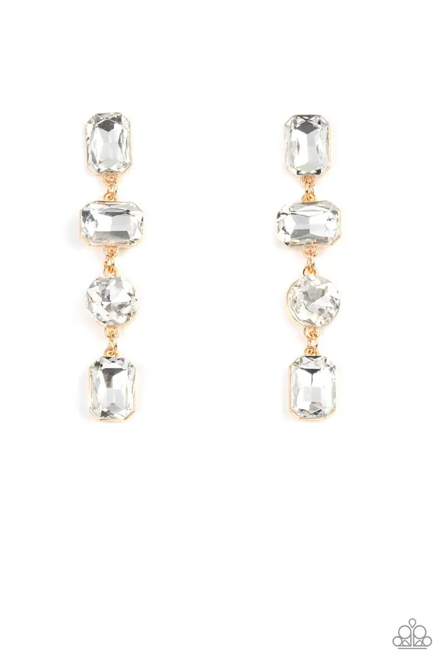 Cosmic Heiress Gold Earrings Jewelry by Bretta Paparazzi Accessories Earrings