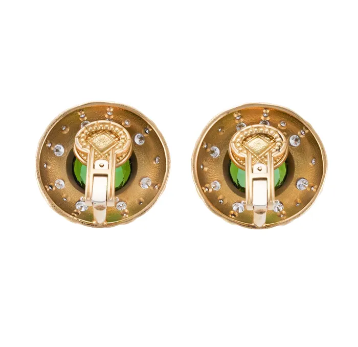 Earrings Alex Sepkus Alex Sepkus 18K Gold 1500ct Green Tourmaline 140ct Diamond Earrings