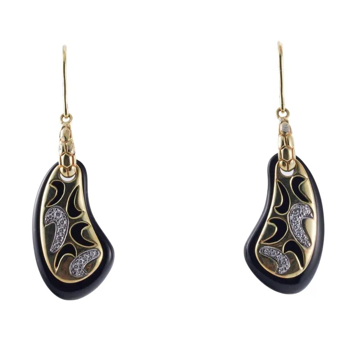 Earrings Asch Grossbardt Asch Grossbardt Onyx Diamond Gold Earrings