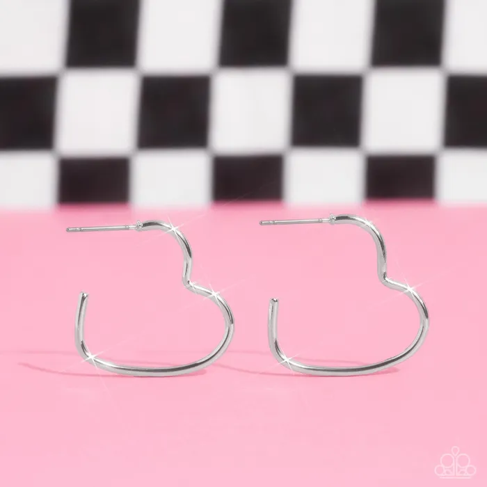 Earrings Paparazzi Accessories Burnished Beau Silver Heart Earrings Jewelry by Bretta