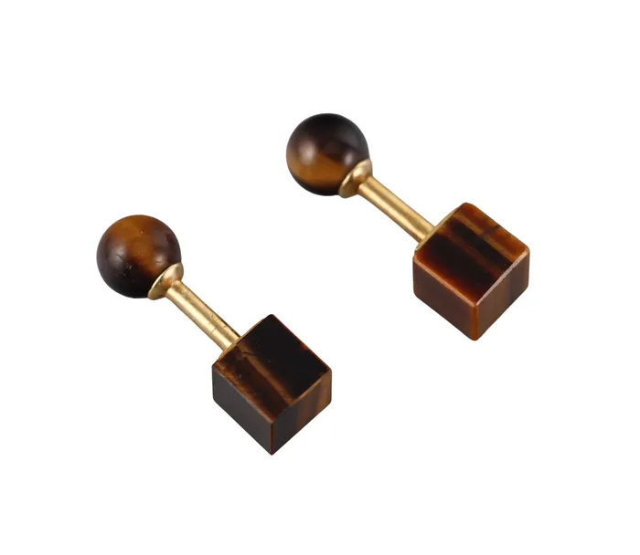 Earrings Tiffany Co Tiffany Co Gold Tigers Eye Geometric Cufflinks