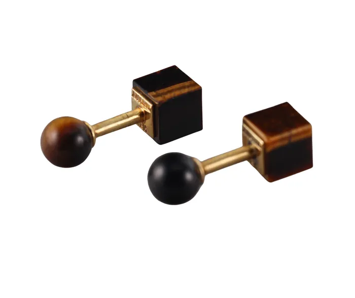 Earrings Tiffany Co Tiffany Co Gold Tigers Eye Geometric Cufflinks