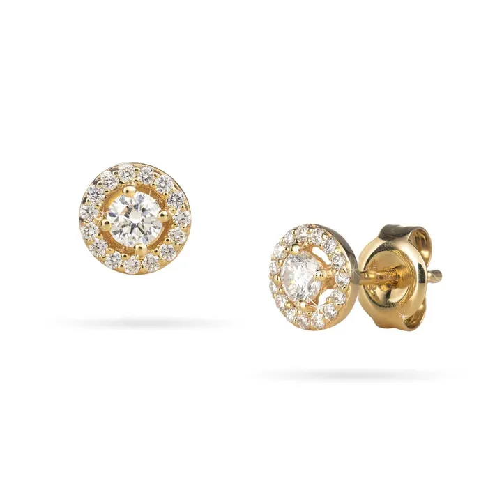 Earrings Womens gold earrings with a center diamond and halo 031ct Sense Diamonds Senso Diamonds Earrings Womens gold earrings with a center diamond and halo 031ct Sense Diamonds Senso Diamonds