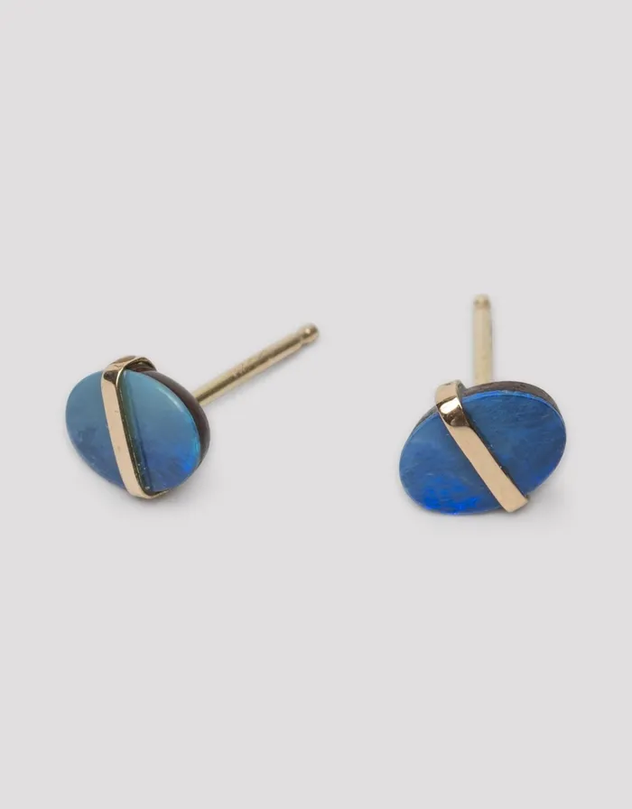 melissa joy manning bezel wrapped dark blue australian opal stud earrings Melissa Joy Manning Earrings melissa joy manning bezel wrapped dark blue australian opal stud earrings Melissa Joy Manning Earrings