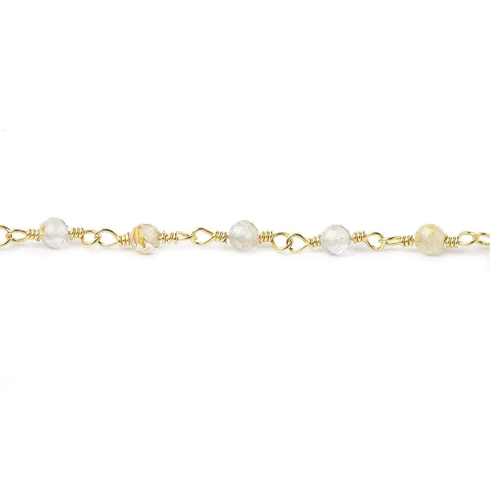 Necklaces Beadsofcambaycom 3mm Rutilated Quartz microfaceted round Gold plated Chain Necklaces Beadsofcambaycom 3mm Rutilated Quartz microfaceted round Gold plated Chain