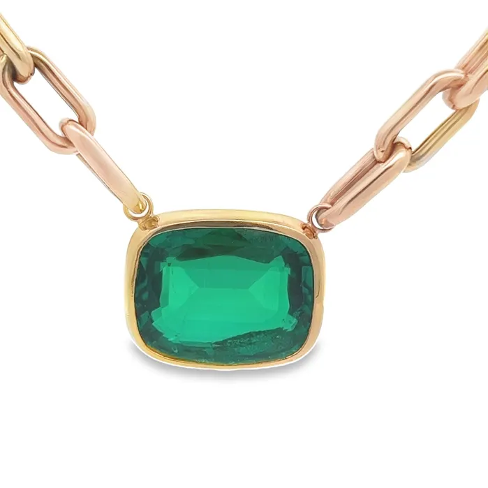 Necklaces Cushion Emerald Necklace YaninaCo Jewelry