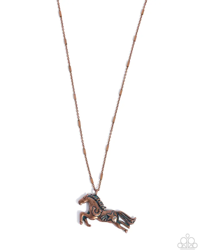 Necklaces Paparazzi Accessories Stallion Spotlight Copper Horse Necklace Jewelry by Bretta