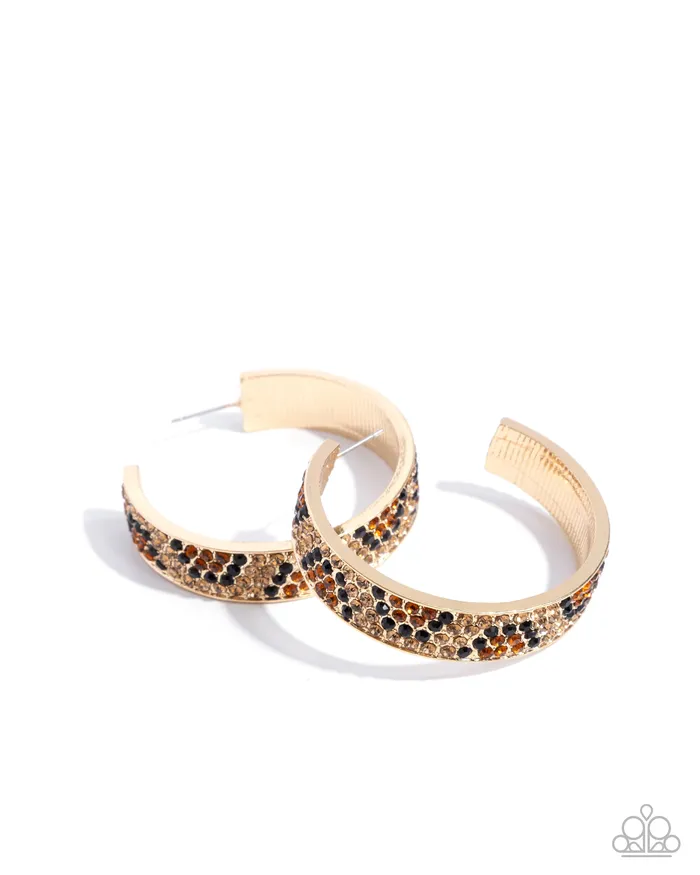 Paparazzi Accessories Cheetah Clique Gold Hoop Earrings Jewelry by Bretta Earrings
