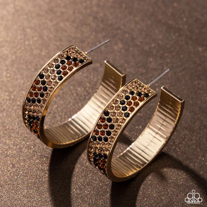 Paparazzi Accessories Cheetah Clique Gold Hoop Earrings Jewelry by Bretta Earrings