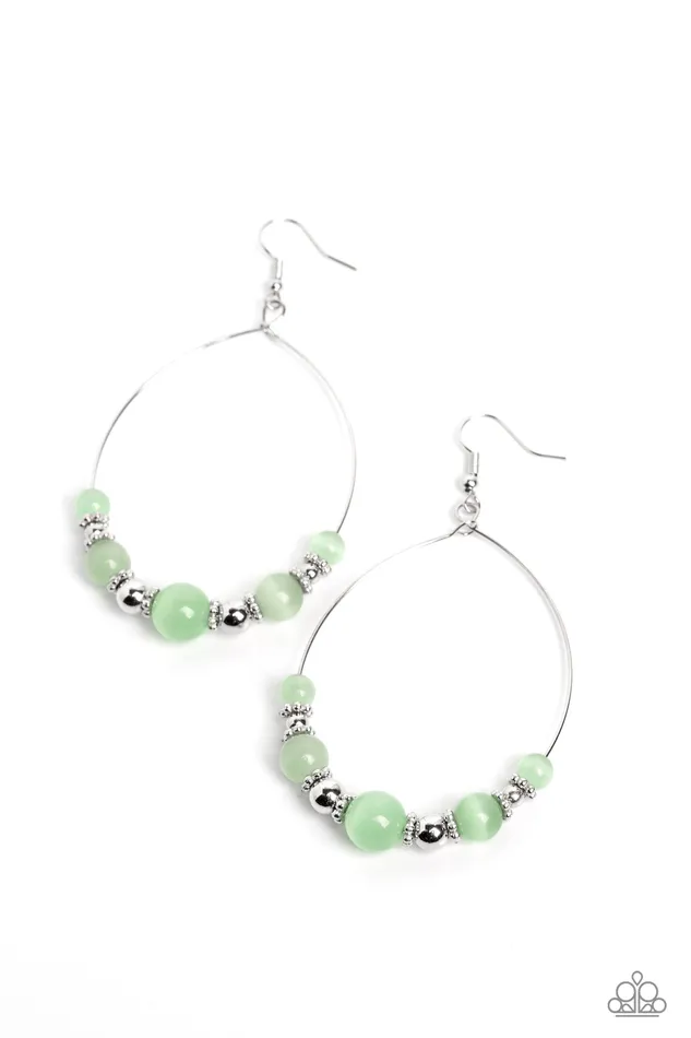 Paparazzi Accessories Earrings Cats Eye Charisma Green Earrings Jewelry by Bretta