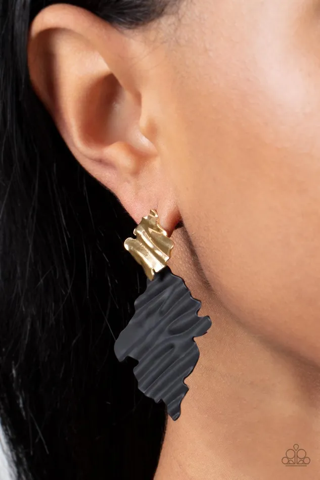 Paparazzi Accessories Earrings Crimped Couture Gold Earrings Jewelry by Bretta