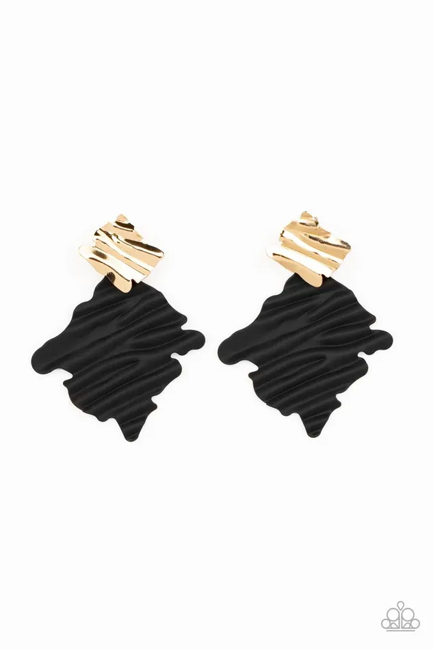 Paparazzi Accessories Earrings Crimped Couture Gold Earrings Jewelry by Bretta