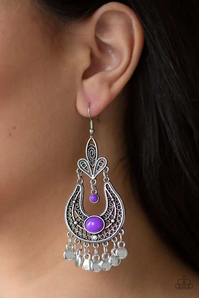 Paparazzi Accessories Earrings Fiesta Flair Purple Earrings Jewelry by Bretta