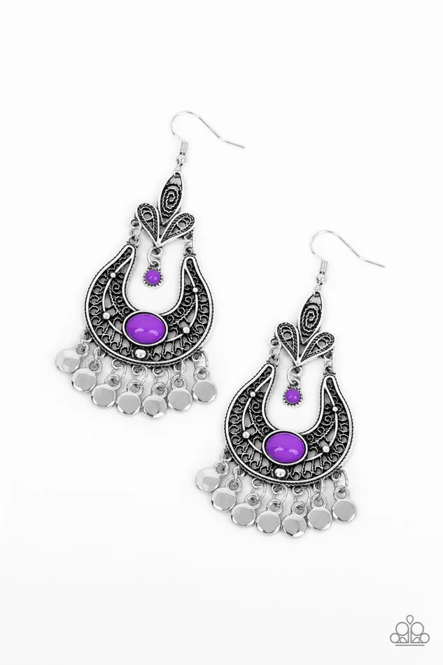 Paparazzi Accessories Earrings Fiesta Flair Purple Earrings Jewelry by Bretta