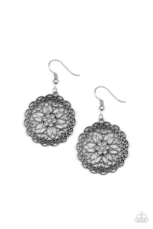 Paparazzi Accessories Earrings Flower Shop Sparkle White Earrings Jewelry by Bretta