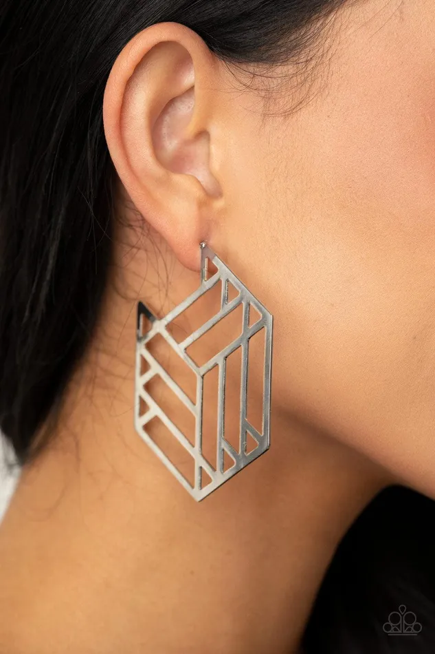 Paparazzi Accessories Earrings Gotta Get GEOing Silver Earrings Jewelry by Bretta Paparazzi Accessories Earrings Gotta Get GEOing Silver Earrings Jewelry by Bretta