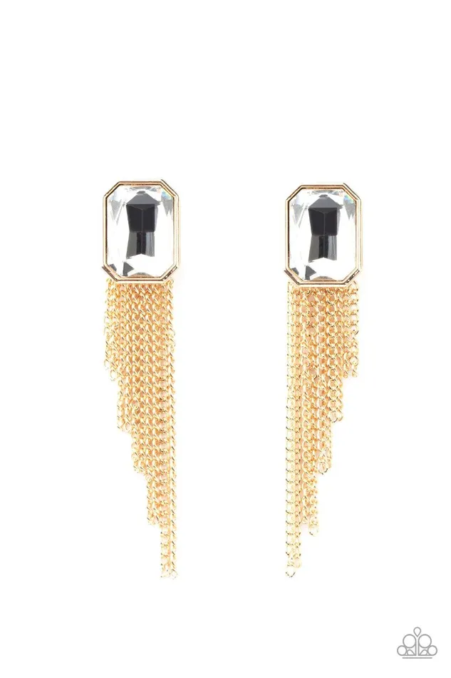 Paparazzi Accessories Earrings Save for a REIGNy Day Gold Earrings Jewelry by Bretta