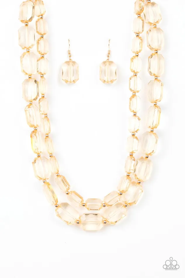 Paparazzi Accessories Necklaces Ice Bank Gold Necklace Jewelry by Bretta