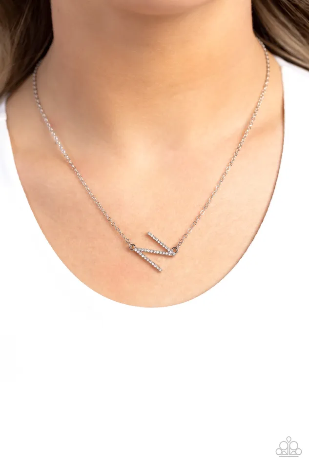 Paparazzi Accessories Necklaces INITIALLY Yours N White Necklace Jewelry by Bretta Paparazzi Accessories Necklaces INITIALLY Yours N White Necklace Jewelry by Bretta